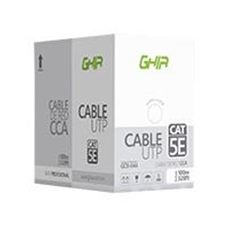 BOBINA DE CABLE MARCA GHIA CAT5E UTP CCA COLOR GRIS 24 AWG 100M 328FT CERTIFICACION CE / ROHS