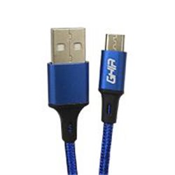 CABLE MICRO USB GHIA NYLON COLOR AZUL DE 1M