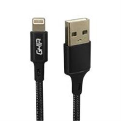 CABLE USB TIPO LIGHTNING GHIA 1M NYLON COLOR NEGRO