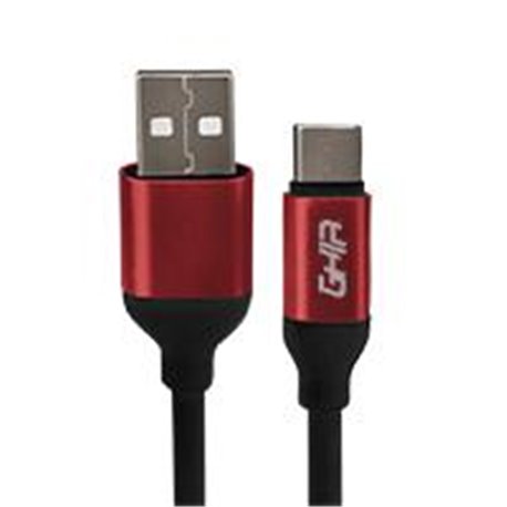 CABLE USB TIPO C GHIA 1M COLOR NEGRO/ROJO