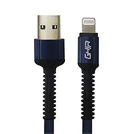 CABLE USB TIPO LIGHTNING GHIA NYLON COLOR AZUL 1M