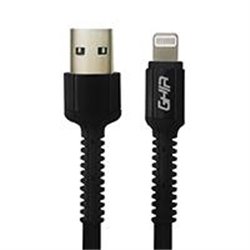 CABLE USB TIPO LIGHTNING GHIA NYLON COLOR NEGRO 1M