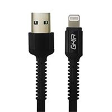 CABLE USB TIPO LIGHTNING GHIA NYLON COLOR NEGRO 1M
