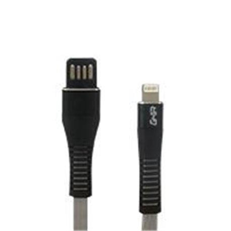 CABLE USB GHIA TIPO LIGHTNING PLANO REVERSIBLE COLOR GRIS/NEGRO DE 1M