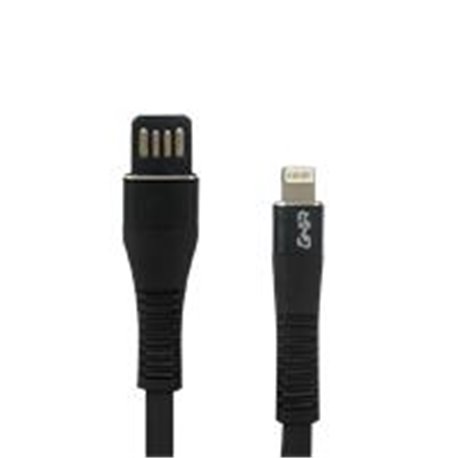 CABLE USB GHIA TIPO LIGHTNING PLANO REVERSIBLE COLOR NEGRO DE 1M