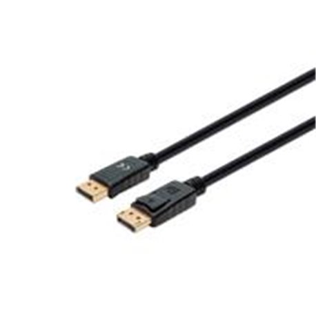 CABLE DISPLAYPORT 8K, MACHO A MACHO, 2 M, CONTACTOS CHAPADOS EN ORO, FORRO DE PVC Y CONECTOR CON SEGUROS, NEGRO