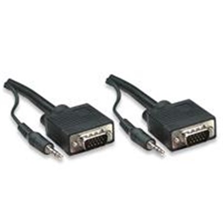CABLE SVGA HD15 MANHATTAN 10.0M 8MM CON AUDIO 3.5MM M-M MONITOR PROYECTOR