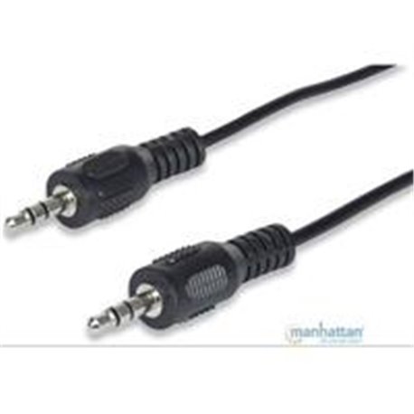 CABLE 3.5 MM MANHATTAN MACHO A MACHO NEGRO, 0.9 MTS