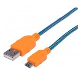 CABLE MANHATTAN USB 2.0 TIPO A - MICRO B USB 1.0 MTS AZUL/NARANJA P/DISPOSITIVOS MOVILES