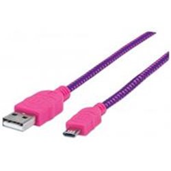 CABLE MANHATTAN USB 2.0 TIPO A - MICRO B USB, 1.0 MTS ROSA/MORADO P/DISPOSITIVOS MOVILES