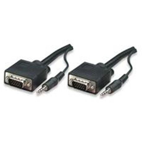CABLE SVGA MANHATTAN HD15 30.0M 8MM CON AUDIO 3.5MM M-M MONITOR PROYECTOR