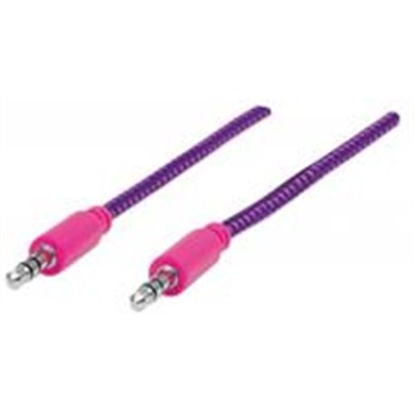 CABLE STEREO MANHATTAN 3.5 M-M IPOD A STEREO 1.0M TEXTIL MORADO/ROSA