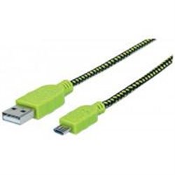 CABLE USB A MICRO B MANHATTAN 1.0M RECUBRIMIENTO TEXTIL NEGRO/VERDE