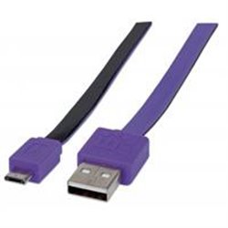 CABLE MANHATTAN USB V2.0 A-MICRO B 1.0M PLANO NEGRO/MORADO