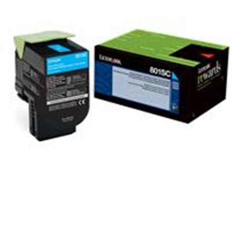 TONER LASER LEXMARK / COLOR CYAN / RENDIMIENTO ESTANDAR / 80C8SC0 / HASTA 2,000 PAGINAS / 55 DE COBERTURA / P/MODELOS: CX410, CX