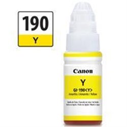 BOTELLA DE TINTA CANON GI-190Y AMARILLA, 70 ML, RENDIMIENTO APROX.  6,000 PAGINAS, COMPATIBLE CON  G3100, G2100, G1100.