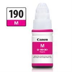 BOTELLA DE TINTA CANON GI-190M MAGENTA, 70 ML, RENDIMIENTO APROX. 6,000 PAGINAS, COMPATIBLE CON G3100, G2100, G1100.