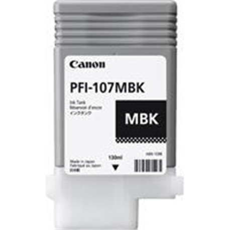 TANQUE DE TINTA CANON NEGRO MATE PFI-107 MBK 130 ML PIGMENTADA COMPATIBLE CON 680/685/780/785