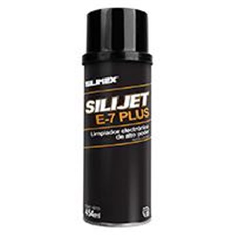 LUBRICANTE LIMPIADOR REPELENTE AL POLVO DIELCTRICO EN AEROSOL DESINTEGRA GRASA Y COCHAMBRE SILIJET E-7 PLUS 454 ML