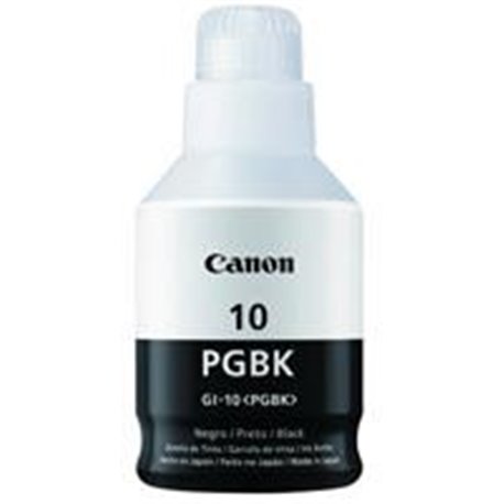 BOTELLA DE TINTA CANON GI-10PGBK NEGRA, 170 ML, RENDIMIENTO APROX.  8,300 PAGINAS, COMPATIBLE CON GM2010, GM4010, G5010, G6010, 