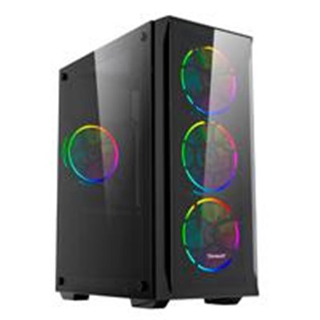 GABINETE GAMER OCELOT/NEGRO/MEDIA TORRE/SOPORTA 4X VENTILADORES 120MM/SOPORTA GPU 300MM/CRISTAL TEMPLADO/SIN FUENTE/ATX
