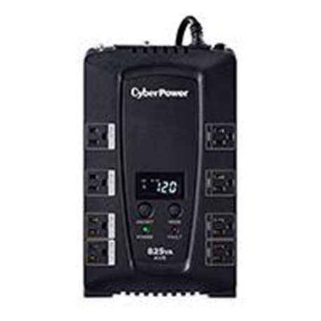 NO BREAK CYBERPOWER (CP825AVRLCD) 825VA/ 450 WATTS, INTERACTIVO, TORRE, 8 × NEMA 5-15R, (4 RESPALDO Y 4 SUPRESIÓN), 3 AÑOS DE GA