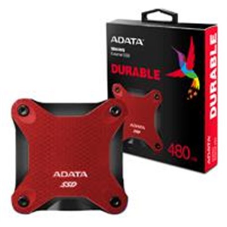 UNIDAD DE ESTADO SOLIDO SSD EXTERNO ADATA SD600Q 480GB USB 3.1 ROJO WINDOWS/MAC/LINUX/ANDROID