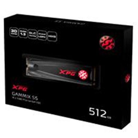 UNIDAD DE ESTADO SOLIDO SSD ADATA XPG GAMMIX S5 NVME M.2 2280 512GB PCIE GEN 3X4 3DNAND LECT.2100MB/S ESCRIT 1500MB/S CON DISIPA