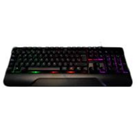 TECLADO BALAMRUSH GAMER / ALAMBRICO /ILUMINACION LED/ REPOSAMUÑECAS/105 TECLAS/ APOLO/ COLOR NEGRO/BR-931359