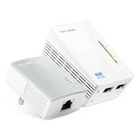 ADAPTADOR POWERLINE TP-LINK TL-WPA4220 KIT 1PZA INALAMBRICO A 300MBPS CON 2 RJ45 Y 1PZA ALAMBRICO A 500MBPS CON 1 RJ45, SOPORTA 