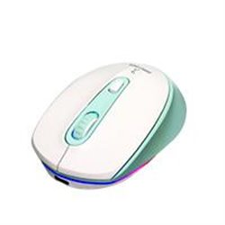 MOUSE INALÁMBRICO RECARGABLE 4D CON CLICK SILENCIOSO PERFECT CHOICE BLANCO/VEDER (AQUA)