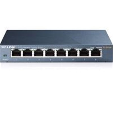 SWITCH TP-LINK TL-SG108 8 PUERTOS RJ45 GIGABIT 10/100/1000 NO ADMINISTRABLE CARCASA METALICA AUTO-NEGOCIACION AUTO-MDI/MDIX PARA