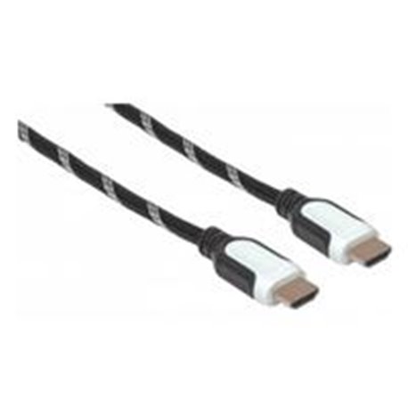 CABLE HDMI TEXTIL MANHATTAN 5.0M ETHETNET 3D 4K M-M VELOCIDAD 2.0 NEG/BLA