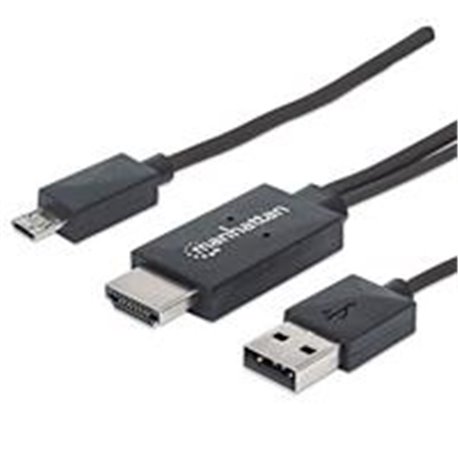 CABLE MHL MANHATTAN DE MICRO USB A HDMI CON USB-A PARA ALIMENTACION
