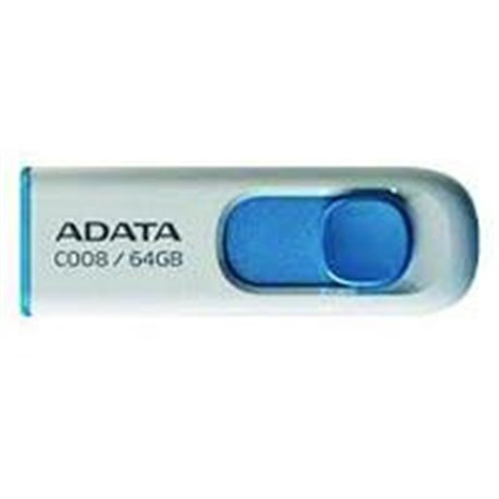MEMORIA ADATA 64GB USB 2.0 C008 RETRACTIL BLANCO-AZUL
