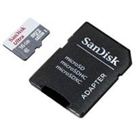 MEMORIA SANDISK 16GB MICRO SDHC ULTRA 80MB/S CLASE 10 C/ADAPTADOR