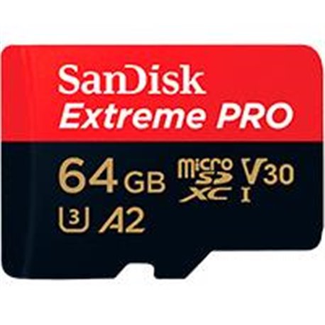 MEMORIA SANDISK EXTREME PRO 64GB MICRO SDXC 170MB/S 4K CLASE 10 A2 V30 C/ADAPTADOR