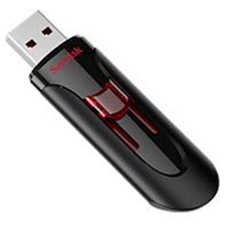 MEMORIA SANDISK 64GB USB 3.0 CRUZER GLIDE Z600 NEGRO C/ROJO