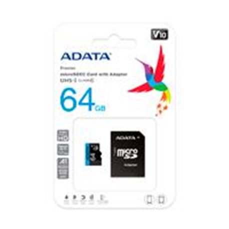 MEMORIA ADATA MICRO SDXC/SDHC UHS-I 64GB CLASE 10 A1 100MB/25MB SEG V10 C/ADAPTADOR