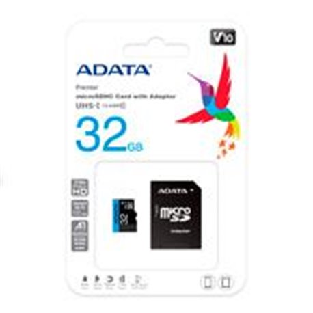 MEMORIA ADATA MICRO SDXC/SDHC UHS-I 32GB CLASE 10 A1 100MB/25MB SEG V10 C/ADAPTADOR