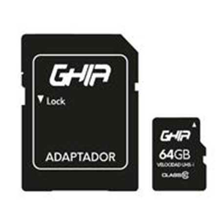 MEMORIA GHIA 64GB TIPO MICRO SD CLASE 10 CON ADAPTADOR