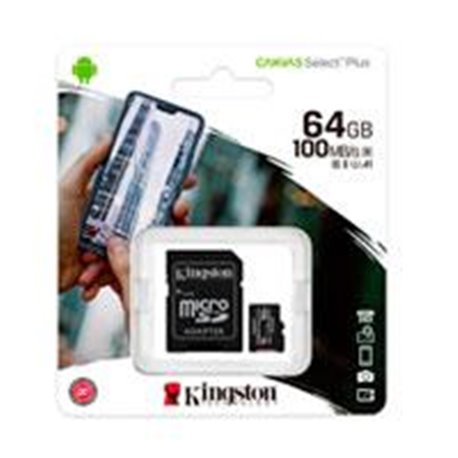MEMORIA KINGSTON MICRO SD CANVAS SELECT PLUS 64GB UHS-I CLASE 10 C/ADAPTADOR