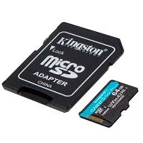 MEMORIA KINGSTON MICRO SDXC CANVAS GO PLUS 64GB UHS-I U3 V30 A2 CLASE 10 C/ADAPTADOR
