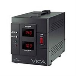 REGULADOR AUTOMATICO DE VOLTAJE PARA LINEA BLANCA, 2500VA 1500W 4 CONTACTOS PANTALLA LCD INDICADOR LED COLOR NEGRO