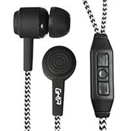 AUDIFONOS ALAMBRICOS GHIA COMET COLOR NEGRO 3.5MM 1.2 METROS DE CABLE 3MW DE POTENCIA CON MANOS LIBRES