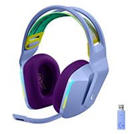 AUDIFONOS GAMING TIPO DIADEMA LOGITECH G733 LIGHTSPEED LILAC INALAMBRICO USB 1MS RECARGABLE 29HRS DE USO 20 METROS 7.1 CANALES M