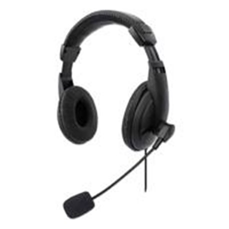 AUDIFONOS DIADEMA MANHATTAN AJUSTABLE, CABLE CON ENCHUFE USB, CONTROLES INTEGRADOS NEGRO