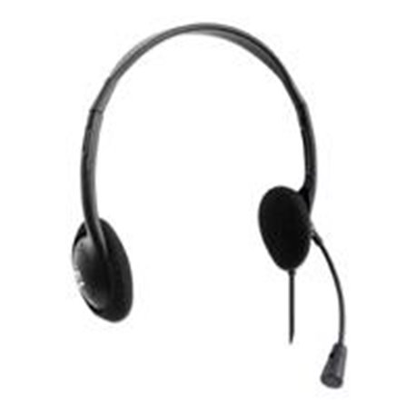 AUDIFONOS DIADEMA MANHATTAN CABLE CON ENCHUFE USB-A, MICROFONO AJUSTABLE NEGRO