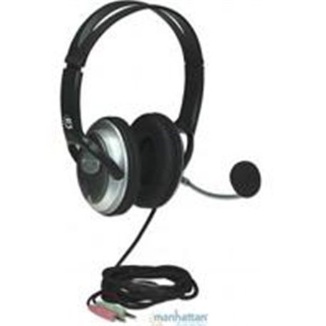 AUDIFONOS DIADEMA MANHATTAN ERGONOMICA MICROFONO CONTROL DE VOLUMEN 3.5MM