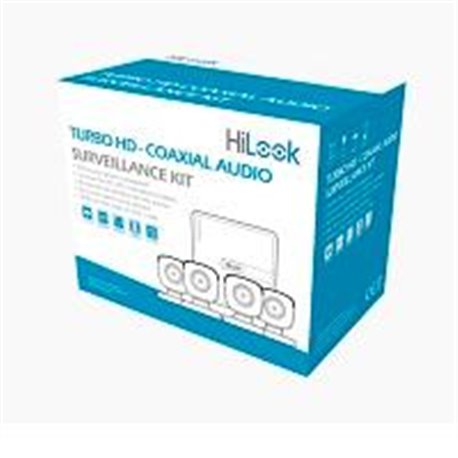 KIT TURBOHD HILOOK HL1080PS(B) 1080P LITE / DVR 4 CANALES / AUDIO POR COAXITRON / 4 CAMARAS BALA DE POLICARBONATO CON MICROFONO 